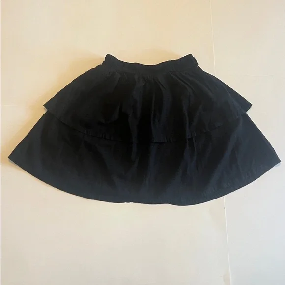 Old Navy Black Swiss Dot Tiered Ruffle Mini Skirt Boho Cottagecore Elastic Waist - Picture 4 of 14